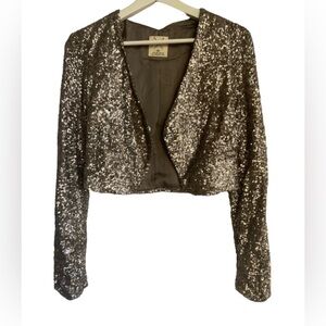 Pins & Needles silver sequin cropped blazer Size XS